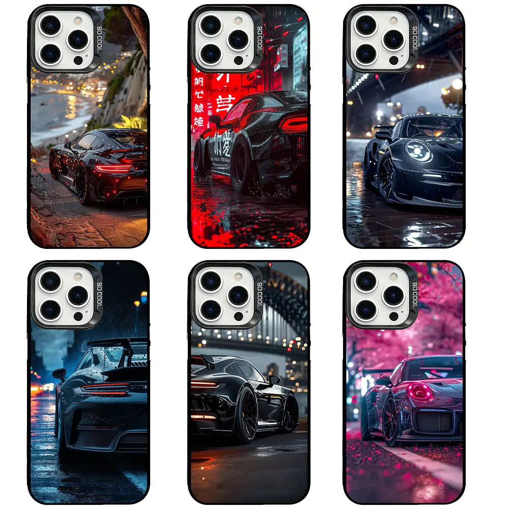 Porsche 911 GT3 Black Sports Car Phone Case, Shockproof TPU Cover for iPhone 17, 16, 15, 14, 13, 12, 11, Pro, Pro Max, Plus | Samsung Galaxy S23, S24, S25, S26, Plus, Ultra, Perfect Gift for Sports Car Fans