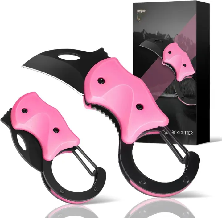 Pink Keychain Box Cutter - 1.34in Sharp Blade EDC Tool, Cute Small Pocket Knife for Mom, Christmas Stocking Stuffer Gift for Women (Home & Garden Supplies Accessory)