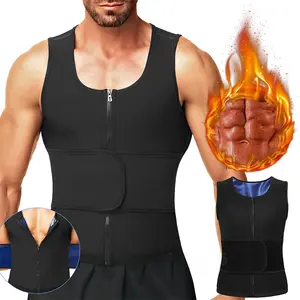 Men's Sauna Sweat Vest, Tummy Control Suit, Compression Waist Trainer Body Shaper with Zipper Workout Sauna Suit with Adjustable Waist Trimmer Belt