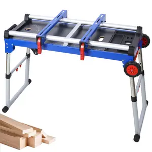 Miter Saw Stand 5-in-1 Portable Workbench with Detachable Miter Saw Stand, Height Adjustable Legs, Scaffold/Dolly/Creeper/Platform for Woodworking