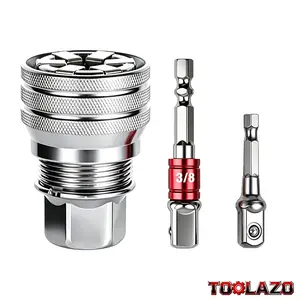 Multi-Function Universal Socket Wrench Tool Set | Includes Two Adapters for Versatile Use | Adjustable 10-19mm 3/8"-3/4" for Ratchet Torque Wrench & Power Drill | Universal Maintenance Tool