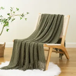 Battilo | Chevron Fringe Throw, Spring Throw Blanket for Bedroom Decor Housewarming Gifts, 50"x60"