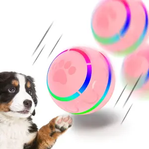 Pet Toy Ball Interactive Dog Toy with LED Flashing Light Pet Bounce Ball Toy Suitable for Small and Medium Dog Breeds USB Charging Automatic Rolling Pet Toy Ball