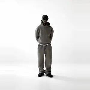 Men's Plain Pullover Hoodie and Sweatpants Set, Relaxed Fit Drop Shoulder Casual Sweatsuit for Fall & Winter, Unisex Matching Clothes for Daily Wear