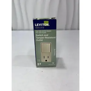 Leviton T5625 Switch and Tamper-Resistant Outlet, Light Almond