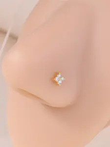L-Shaped Nose Ring, 20g Plated Zirconia Stud, Secure Fit Nostril Jewelry, Minimalist Design for Women, All Seasons Wear