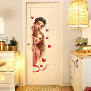 Valentine's Day Heart Pattern Sticker, Removable Self-Adhesive PVC Wall Decal, Home Decor Bedroom Door Wall Decoration Gift for Boys and Girls