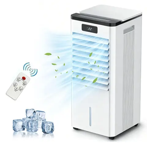 Garvee 3-in-1 Portable Evaporative Swamp Cooler with Remote Control, LED Display Screen, Air Circulation Cooling Fan with Dual Water Tanks, Indoor Outdoor Portable Air Conditioner Alternative