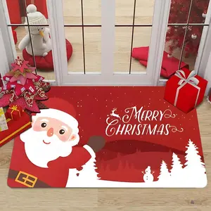 Santa Claus Pattern Bath Mat, 1 Count Non-slip Soft Floor Mat, Decorative Carpet for Home Living Room Bedroom, Home Decor