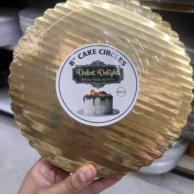 12 Pack - 8” Gold Cake Board