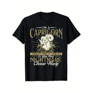 I'm a Capricorn Zodiac T-Shirt - 100% Heavyweight 180gsm Retro Astrology Graphic Tee with Capricorn Symbol & Capricorn Traits - Black Shirt for Capricorn Men & Women