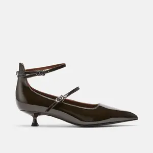 Paige Dark Green Patent Leather Kitten Heels