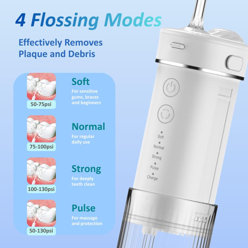 Travel-sized water flosser retractable water tank  wireless mini water flosser care for braces and sensitive teeth mini water flosser oral irrigator—suitable for braces wearers orthodontic care sensitive teeth portable use nozzle cleaner braces care