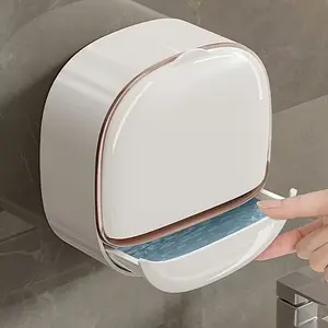 Wall-Mounted Soap Dish, No Drilling Required Sticky Bathroom Protector, Hygienic Drain System, Space-Saving Rectangular Soap Holder