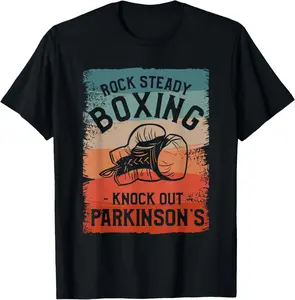 Rock Steady Boxing Knock Out Parkinson's Awareness Casual Short Sleeve Cotton T-Shirt