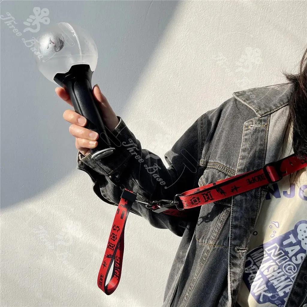 Kpop Lightstick Strap Fanmade Layard Support Model Phone Lanyard Adjustable Durable Lightweight Anti Drop Secure Hold with Random Stickers Cute Concert Tour Accessories Phone Case Strap Gift for Fans