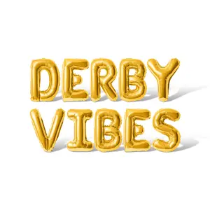 Letter Balloons - DERBY VIBES 16" Inch Alphabet Letters Foil Mylar Balloon Kentucky Derby Day Party Banner