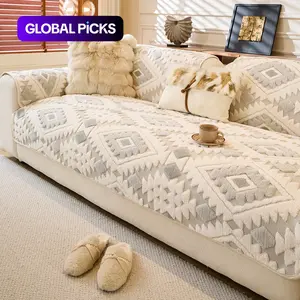 Bolish Cotton Velvet Sofa Cushion, Non-Slip Pet-Friendly Couch Cover, Home Decor Protector for Armchairs & Sofas, Soft Sofa Protector