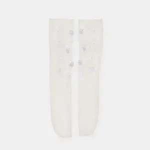 Dolce Vita FLORAL CHIFFON SLOUCH SOCKS WHITE