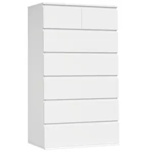 FOTOSOK 7 Drawer Dresser, White Dresser, Dresser for Bedroom, Tall Dresser Chest of Drawers, White Storage Cabinet with 7 Drawers