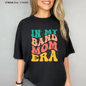 In My Band Mom Era Retro Cotton Tee – Perfect Marching Band Mom Shirt for Women