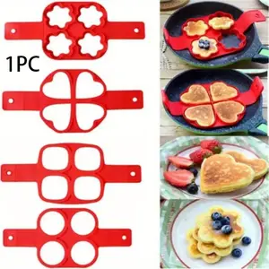 1pc Silicone Heart Shaped Pancake And Egg Molds, Non-Stick Baking Trays, Easy-To-Clean Breakfast Kitchen Gadgets, Suitable for Meals of Restaurant Quality at Home.