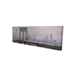 212 MAIN High-Def Brooklyn Bridge Cityscape Print Wall Arts - 16x48 in. Artistic Artwork, Bedroom Home Decor Supplies (Model 2080-1648-ST40-CR)