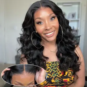 13x4 Glueless Wigs Body Wave Human Hair Wigs Pre Plucked Pre Cut Ready To Go 6x4 Lace Closure Wigs Ready to Wear Wave Lace Front Human Hair Wig For Women 180% Density