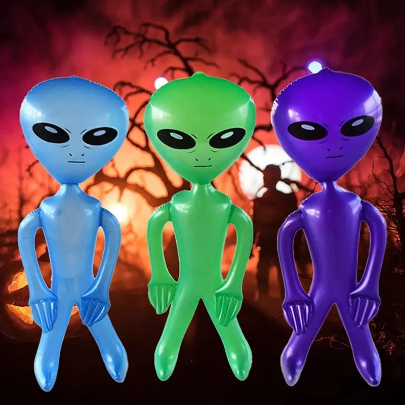 Spooky 90x170cm Thick PVC Large Alien Inflatable Doll Model, Outdoors Safe Themed Party Decoration Prop, Suitable for Birthday, Halloween Indoor Supplies, Contemporary