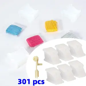 300 Pack Durable Plastic Transparent Spool with 1 Piece of Winding Device, Suitable for DIY Sewing, Embroidery, Bracelet and Tassel Making - An Easy-to-use Hand Tool Suitable for Needle and Thread Projects, Yarn Winding Machines