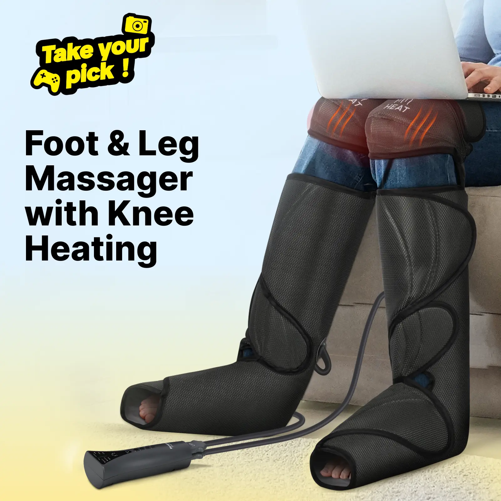 【FIT KING】Air Compression Leg Massager with Knee Heating for Enhanced Comfort - Includes Handheld Controller leg massager with knee relaxation Massaging Device for Relaxing Foot Spa Machine fathersday gift summerwins
