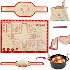 Silicone Bread Sling and Baking Mat, Non-Stick Reusable Bread-Making Tools and Sourdough Baking Supplies, Pastry Mat Set With Long Handles, Sourdough Kit for Dutch Oven