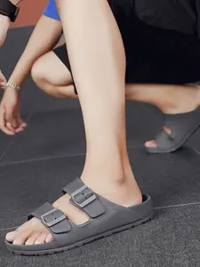 Men's Casual Solid Color Pu Leather Slides, Comfortable One-step on Slides, Soft Non-slip Slides for Indoor & Outdoor Wear, Sandal, Slide Sandals