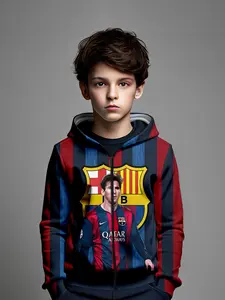 Men's Hoodie Zipper Design Blue Team Logo Star Print Casual Fitted Style Fall Winter Football Fanwear First Choice