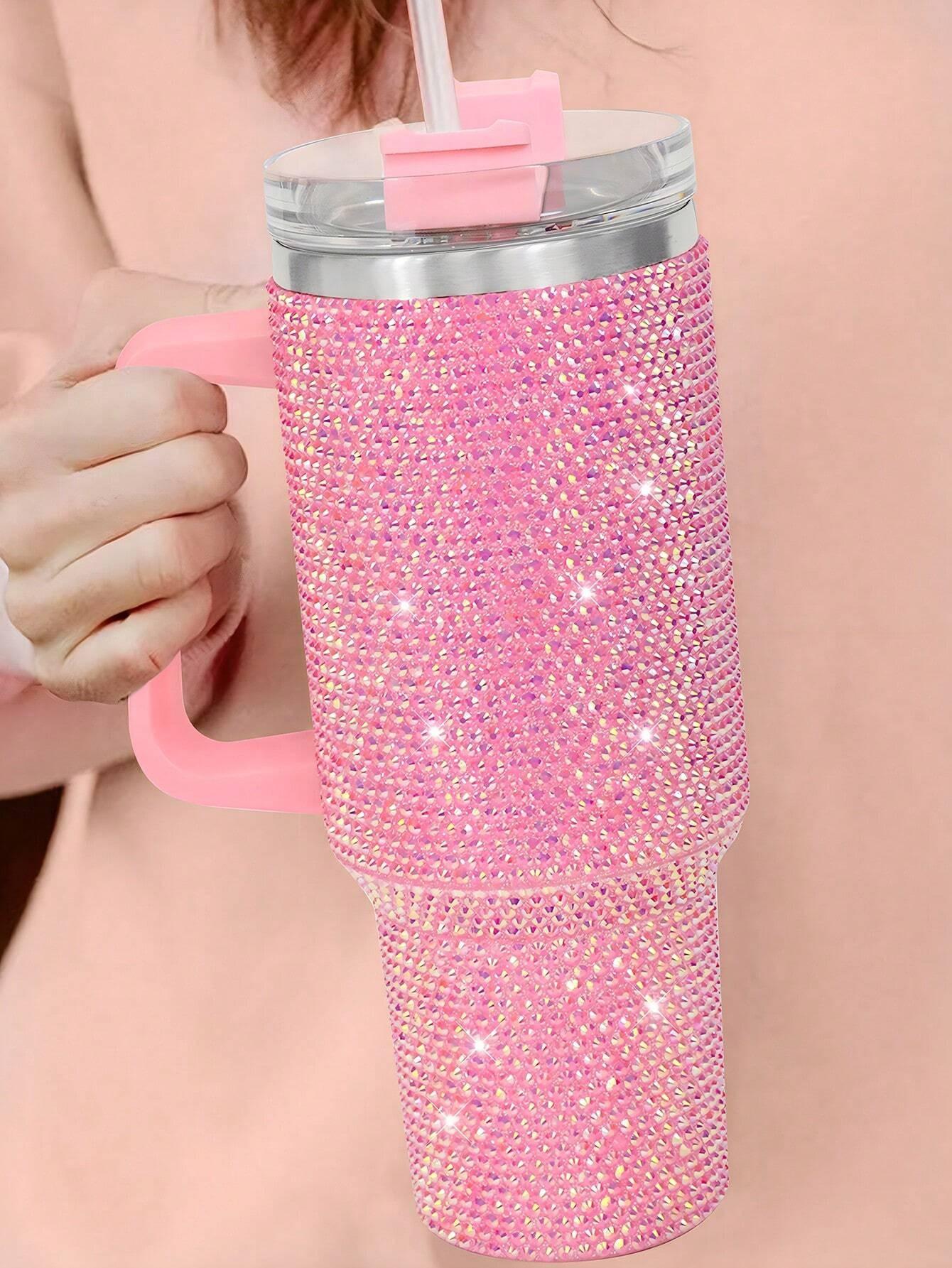 40oz Bling Rhinestones Tumbler with Handle - Sparkly Stainless Steel Water Bottle for IceCoffee, Must-Have CarAccessories & GymEssentials, Diamond Studded Cup for Women, Cute Birthday Gifts
