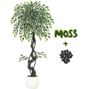 Garvee Realistic Artificial Tree – Faux Indoor Ornamental Plant for Home & Office Decor, Modern Greenery for Living Room, Bedroom, or Entryway