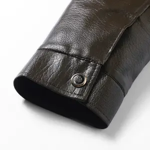Winter Men's Fleece-Lined Leather Jacket, Flexible Cuff Design with Elastic Sleeves, Removable Fur Collar, Perfect for Casual Outings