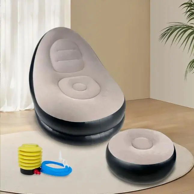 Inflatable Lounge Chair with Footrest Ergonomic Portable Sofa for Indoor & Outdoor Use Folding Couch for Living Room Gaming Office Balcony Travel Camping
