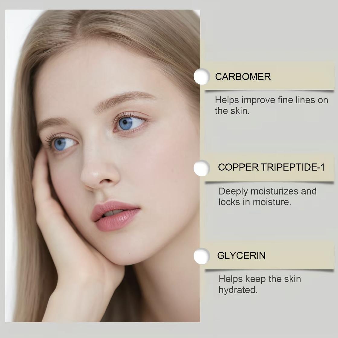 GHK-Cu Copper Peptide Serum with HyaluronicAcid, Deep Moisturizing & Nourishing FacialSerum, 30ML Daily Gentle Skincare for All SkinTypes, Men & Women