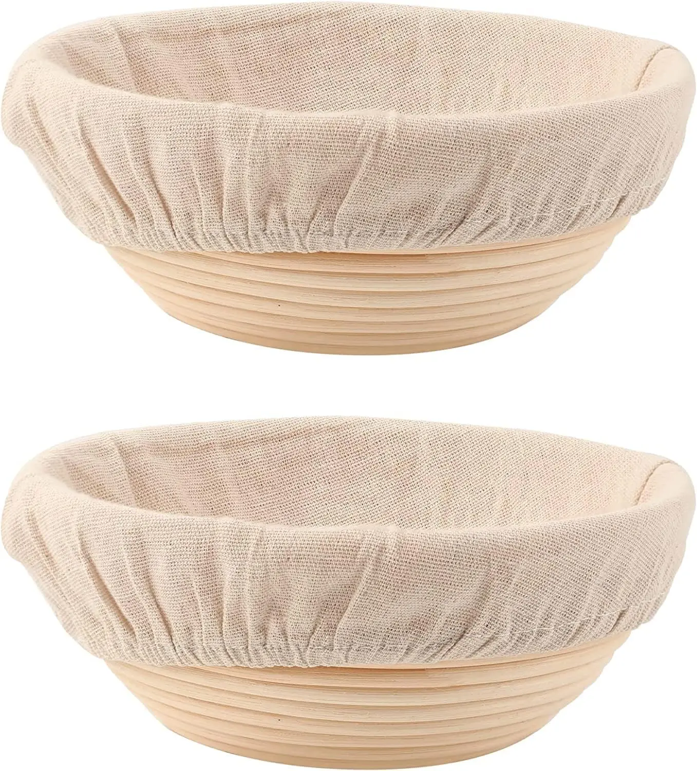 DOYOLLA 9-Inch Round Bread Proofing Baskets, Set of 2 Rattan Banneton Baskets with Liners