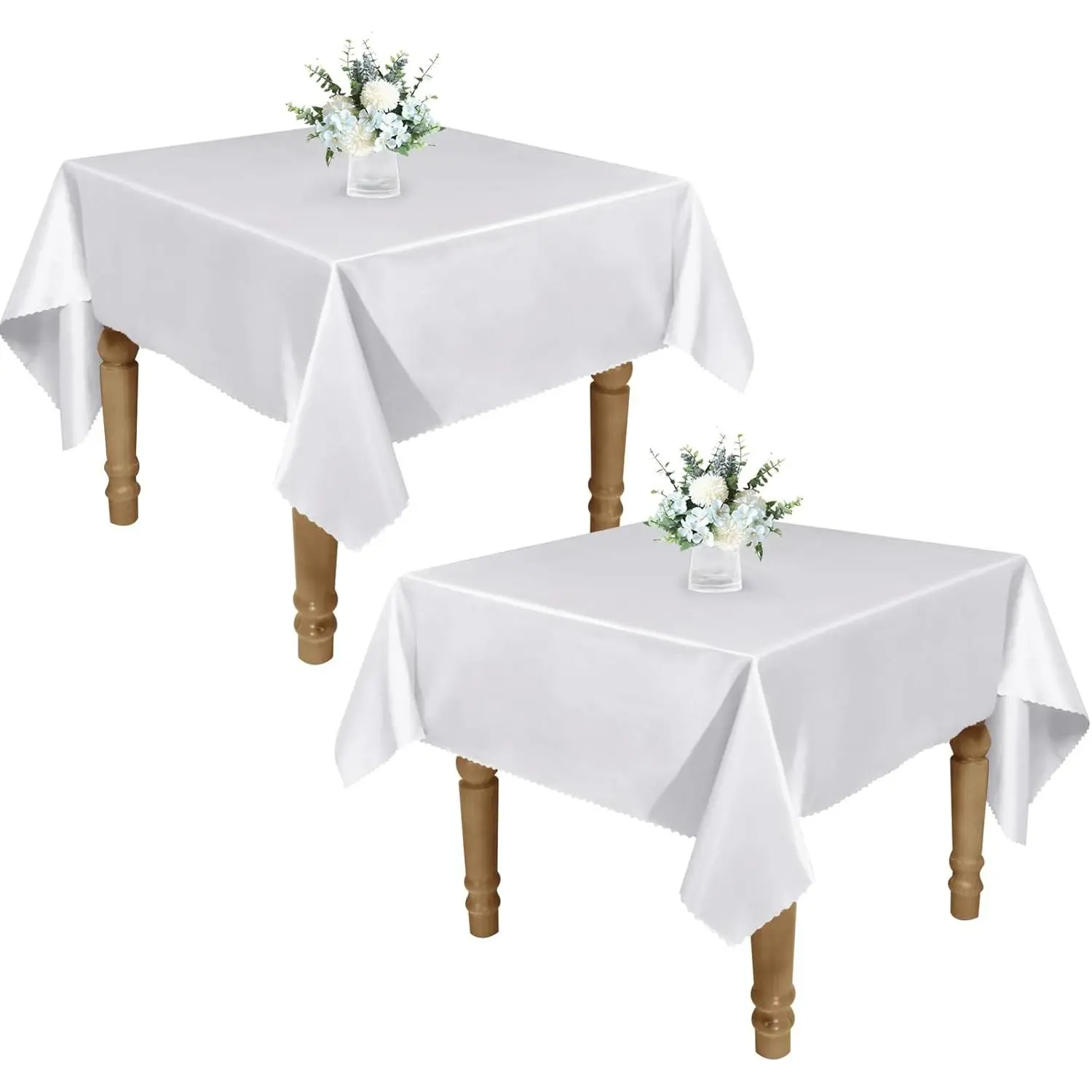 M 2 Pack 54 x 54 Inch Square Tablecloth, White Satin Tablecloth, Silky Satin Square Table Cloth, Bright Smooth Satin Table Cover for Wedding, Banquet, Party Dinning Decoration