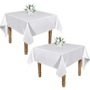 M 2 Pack 54 x 54 Inch Square Tablecloth, White Satin Tablecloth, Silky Satin Square Table Cloth, Bright Smooth Satin Table Cover for Wedding, Banquet, Party Dinning Decoration