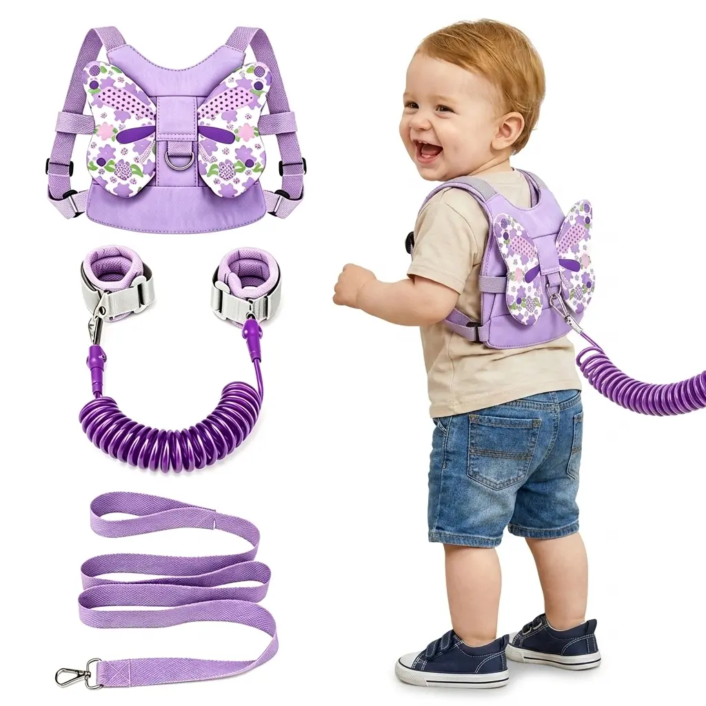 Busy Toddler Harness with Leash, Anti-Lost Safety Walking Strap for Active Kids, Upgraded Breathable Mesh Cotton Design, Adjustable Wrist Link & Collapsible Steel Support, 3 Ways to Use