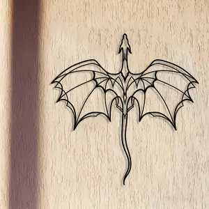 Minimalist Dragon Silhouette Metal Wall Decor - Geometric Iron Art Decoration, suitable for living room, bedroom, garden, and balcony - a striking modern home decor piece, perfect as a birthday or housewarming gift.