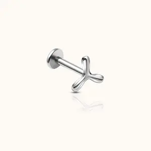 Boomerang Valve Threadless Labret Titanium Flat Back Earring