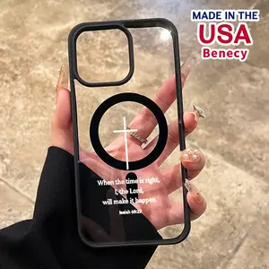 Minimalist Cross Pattern Magnetic Phone Case Supports Wireless Charging for iPhone 15 16 14 Pro Max 13 12 11 XR XS Plus E Shockproof Non Slip Protection Silicone Transparent Acrylic Cover Cellphone Protective