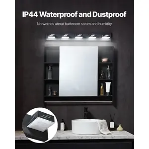 VEVOR 6-Light LED Modern Vanity Light Fixtures, 40.35-Inch, Black Finish Bathroom Wall Lighting Fixture Over Mirror, with IP44 Waterproof, for Bathroom, Living Room, Bedroom, Hallway, Cool White 6000KVEVOR Super Brand Day