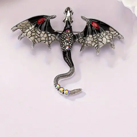 Colorblock Rhinestone Decorated Dragon Design, Animal Shaped Clothes Brooch, Fashion Accessories for Men & Women, Trendy All-match & Exquisite Sparkling Brooch for Birthday Gift, Jewelry, Brooch with Crystals, Brooch Pin Clip