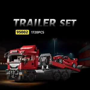 1728+ Piece Trailer Building Block Set, Building Blocks Set, Assembly Blocks Set, Model Kit, Vehicle Armored Truck Trailer Sports Car 2-in-1 Model Display, Educational Building Toy, Tabletop Display, Home Decor, Ideal Gift for Men, Teens