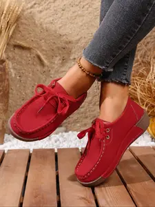 Women's thick soled casual single shoes, lace up British style, comfortable autumn outdoor women's shoes, very suitable for daily travel, walking shoes, Trainer, Footwear